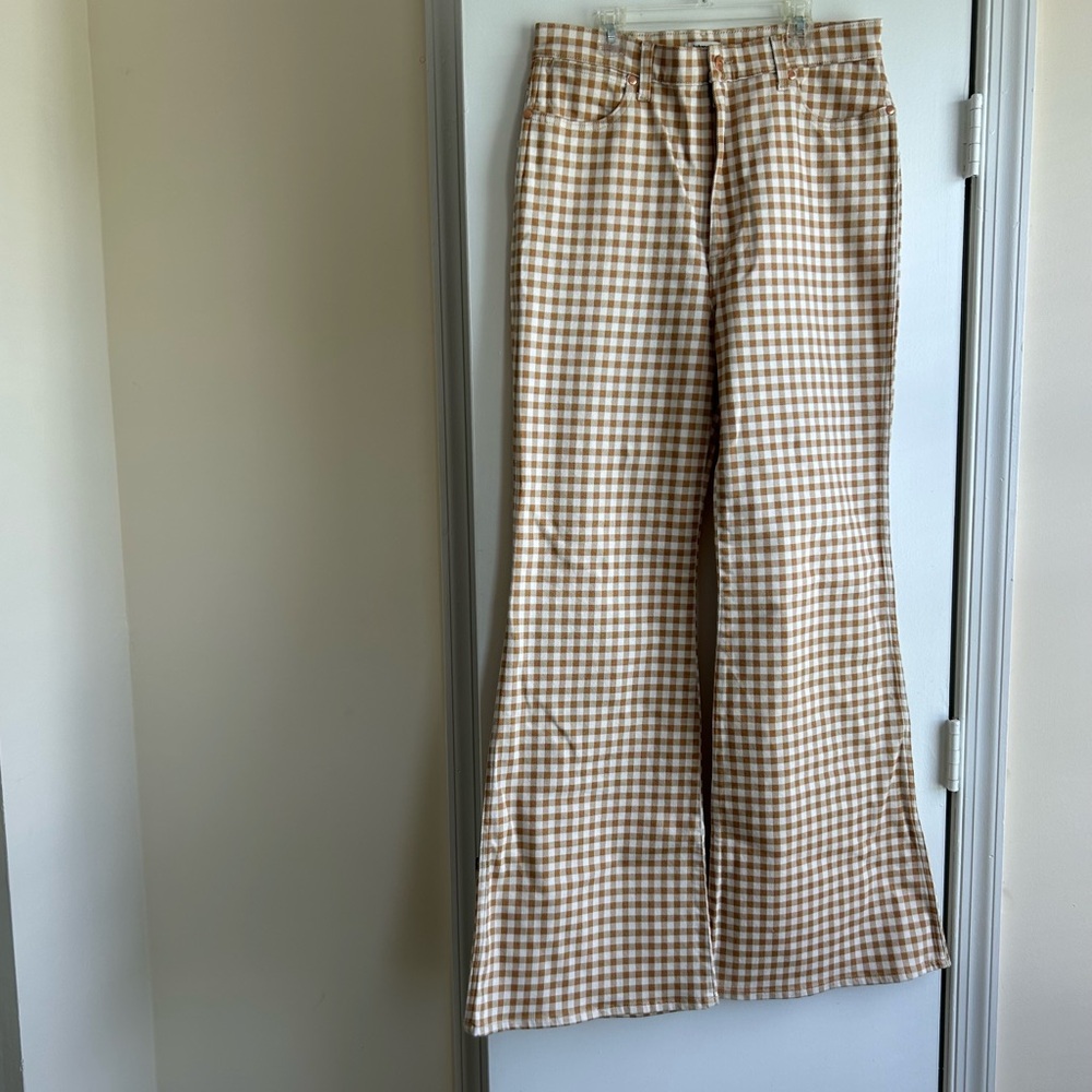 Wrangler Gingham High Rise Flare Jeans